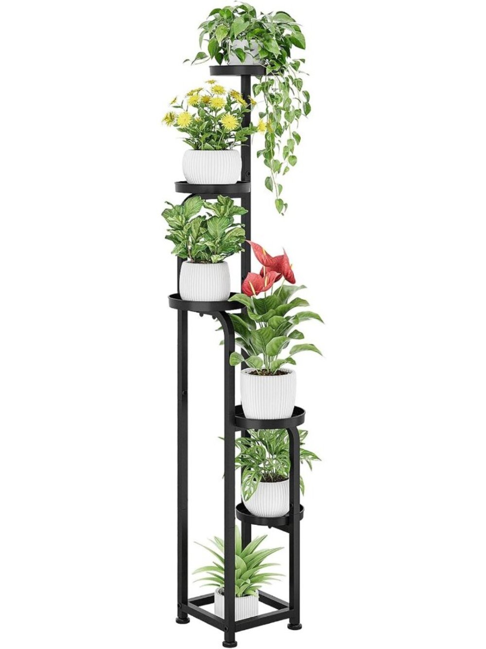 Stylish Tall Metal Plant Stand for Indoor/Outdoor Use - Corner Flower Pot Holder